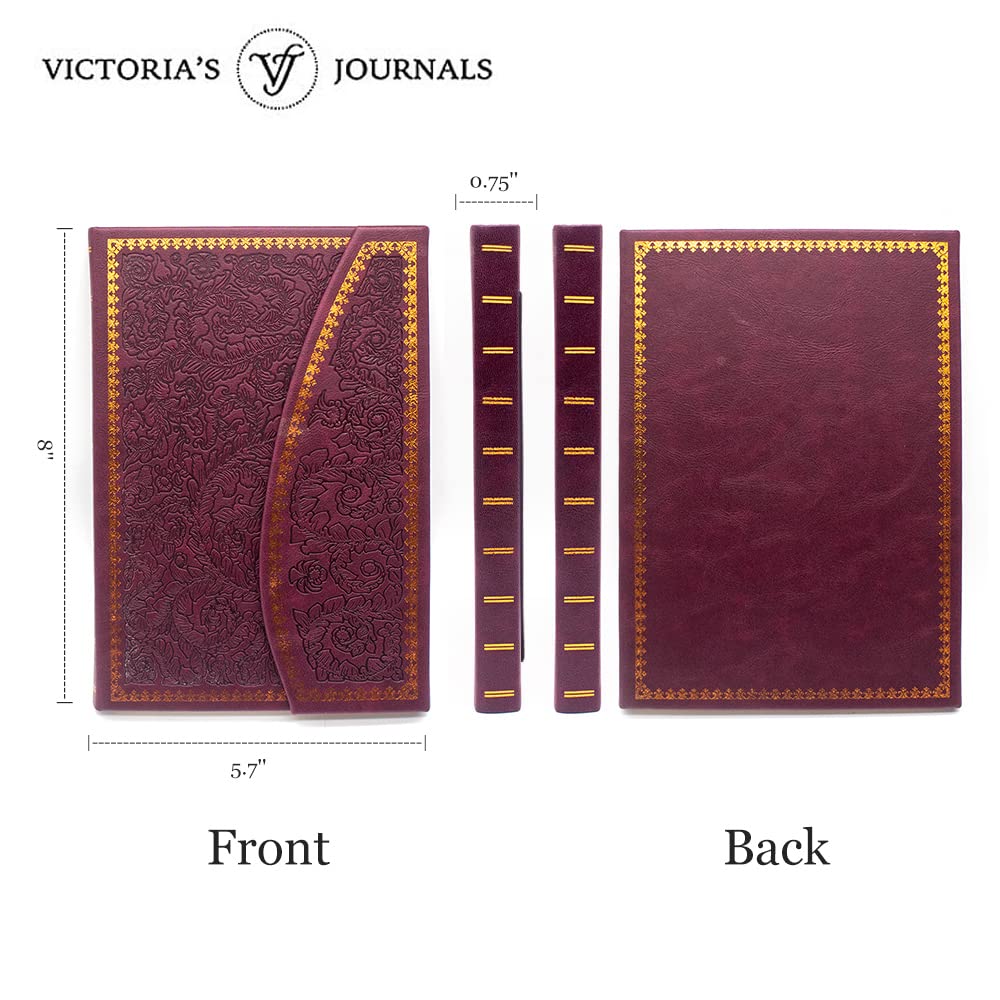 VICTORIA'S JOURNALS Vintage Journal Faux Leather Magnet Flap Hardcover