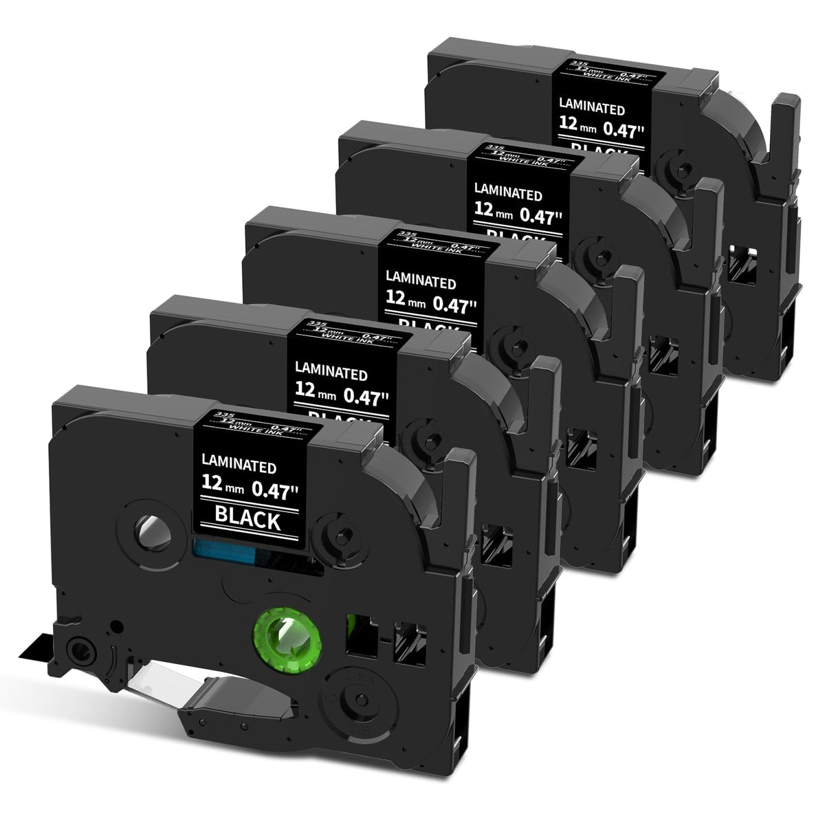 Label Maker Tape TZe-335 Compatible with Brother Laminated White on Black