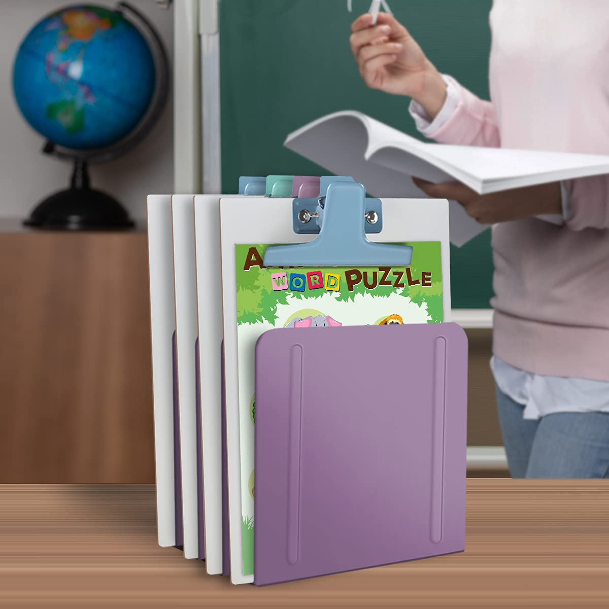 Acrimet 4-Section File Sorter Vertical, Metal Desktop Organizer, Purple