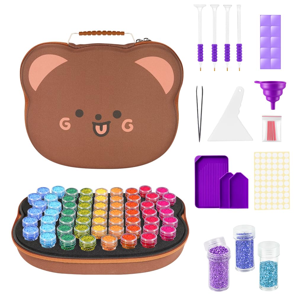 ZORETCO Diamond Art Storage with 60 Containers, Diamond Art Kits for Adults