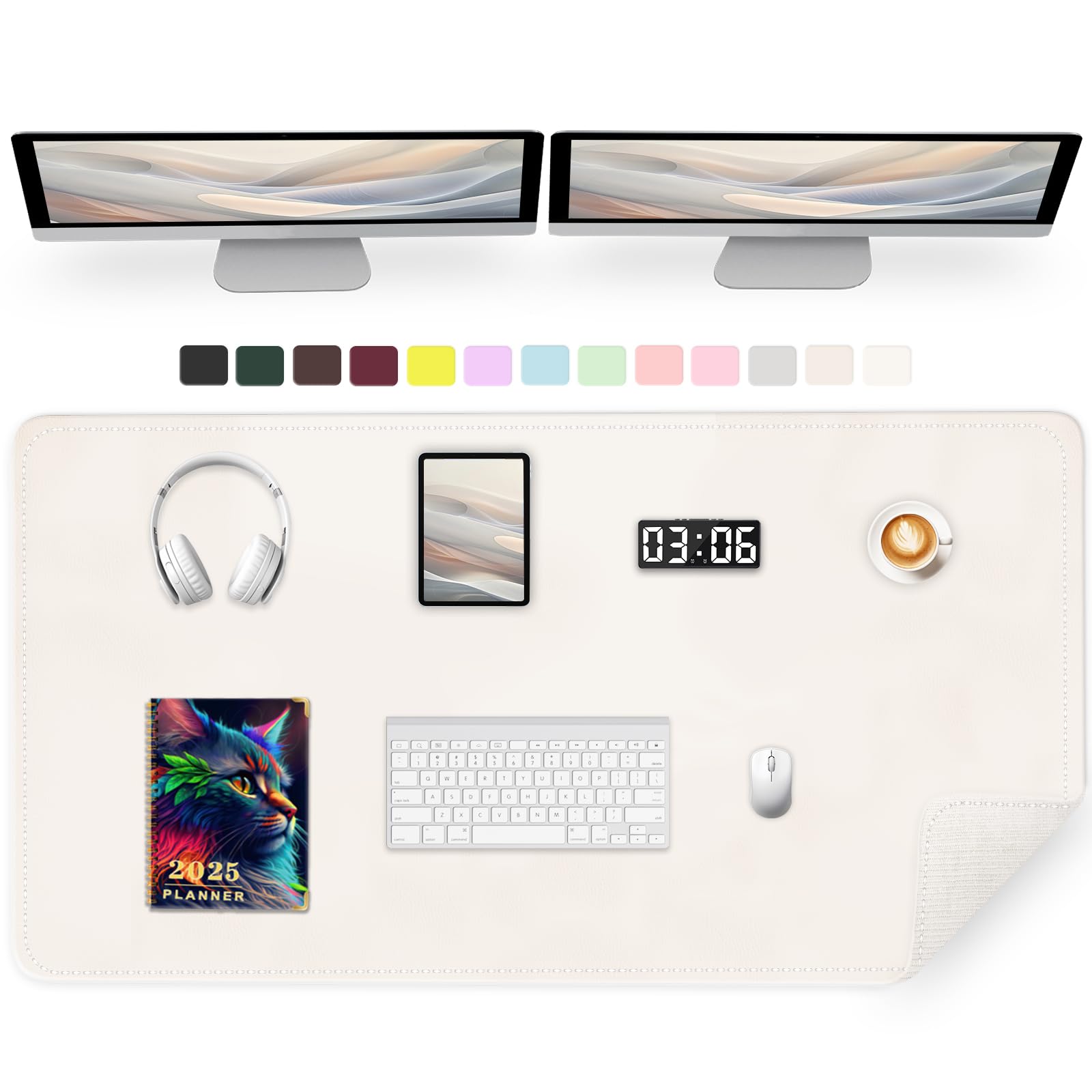 Large Desk Pad, 47.2" x 17" PU Leather Desk Mat for Desktop, Non-Slip Office Desk Mat for Desk