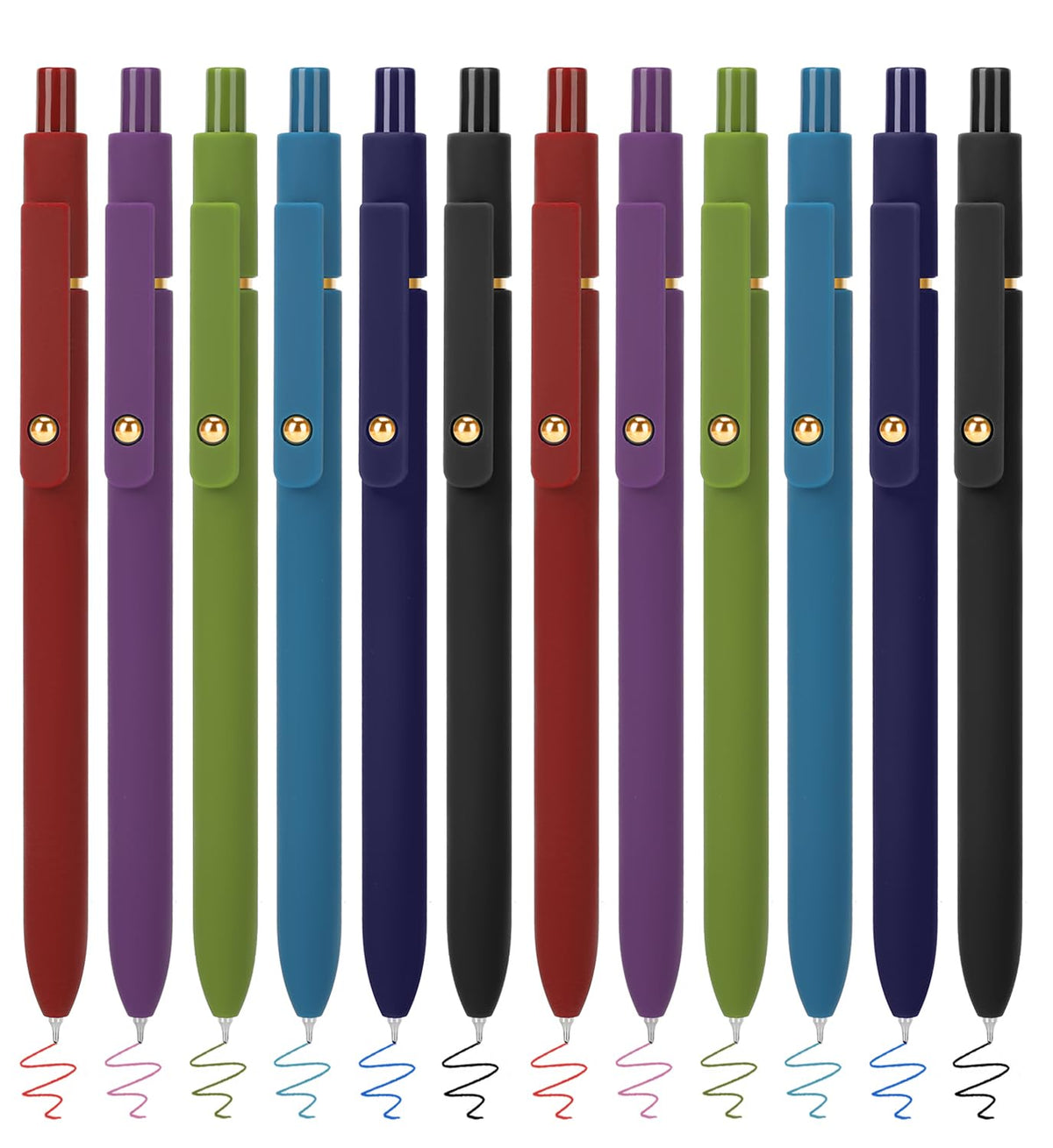 FIOVER Colored Gel Pens 12 Pack 0.7mm Medium Point Pens for Journaling