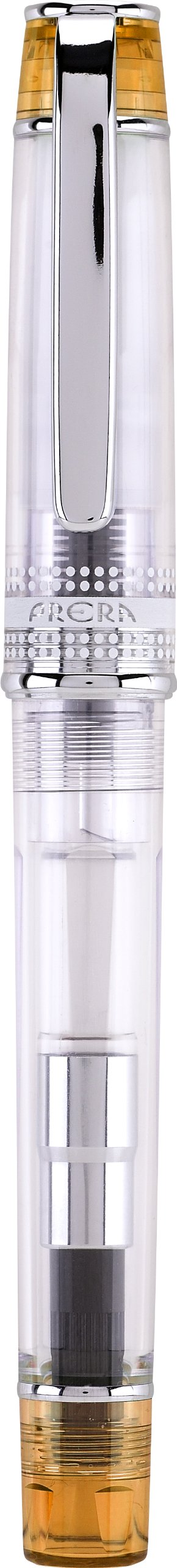PILOT Prera Fountain Pen, Clear Barrel with Orange/Silver Accents, Medium Nib (60824)