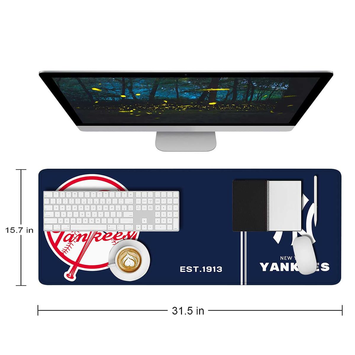 Baseball Mouse Pad Extended Large Gaming Desk Pad 31.5 x 11.8 Inch, XL Mousepad Topographic Mouse