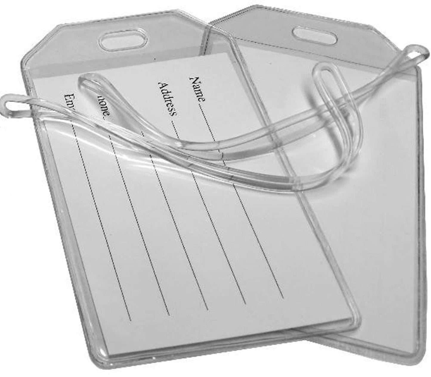 Clear Vinyl Luggage Tags with Loops & Name Cards (Set of 25)