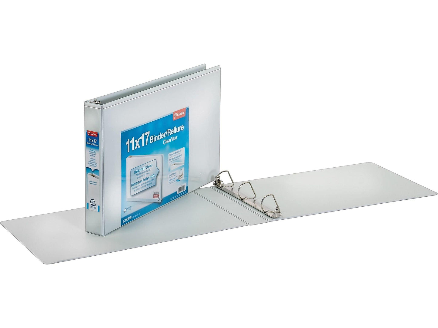 Cardinal 11-Inch x 17-Inch ClearVue Slant-D Ring Binder, 1.5-Inch, White (22122)