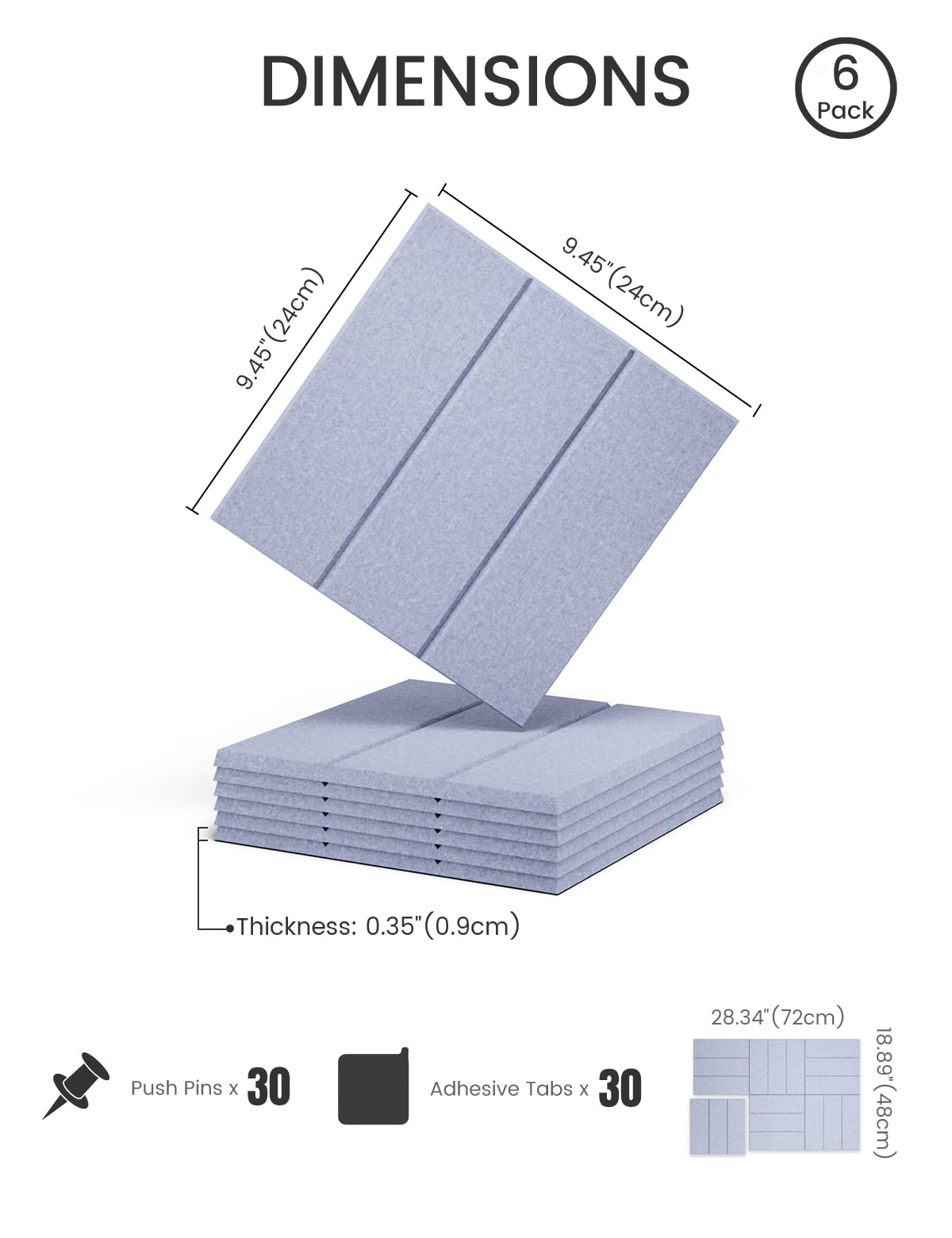 Fluxynara 28" X 18" Cork Board Alternative, Wide Stripe, Lavender