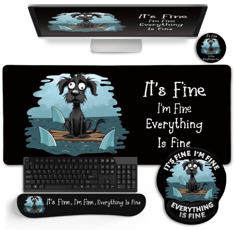 LIMKRIAN Funny Dog Mouse Pad Set Large Desk Mat for Desktop Decor, 35.4"