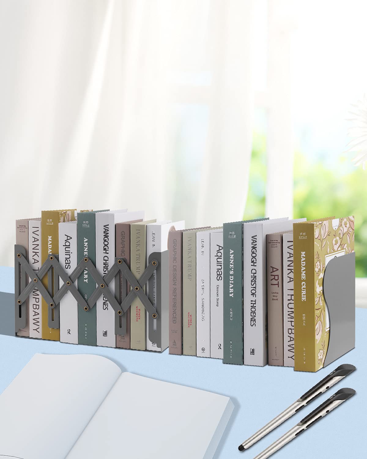 MSDADA Adjustable Bookends, Book Ends for Heavy Books, Expandable Book Organizer for Desk, Shelf