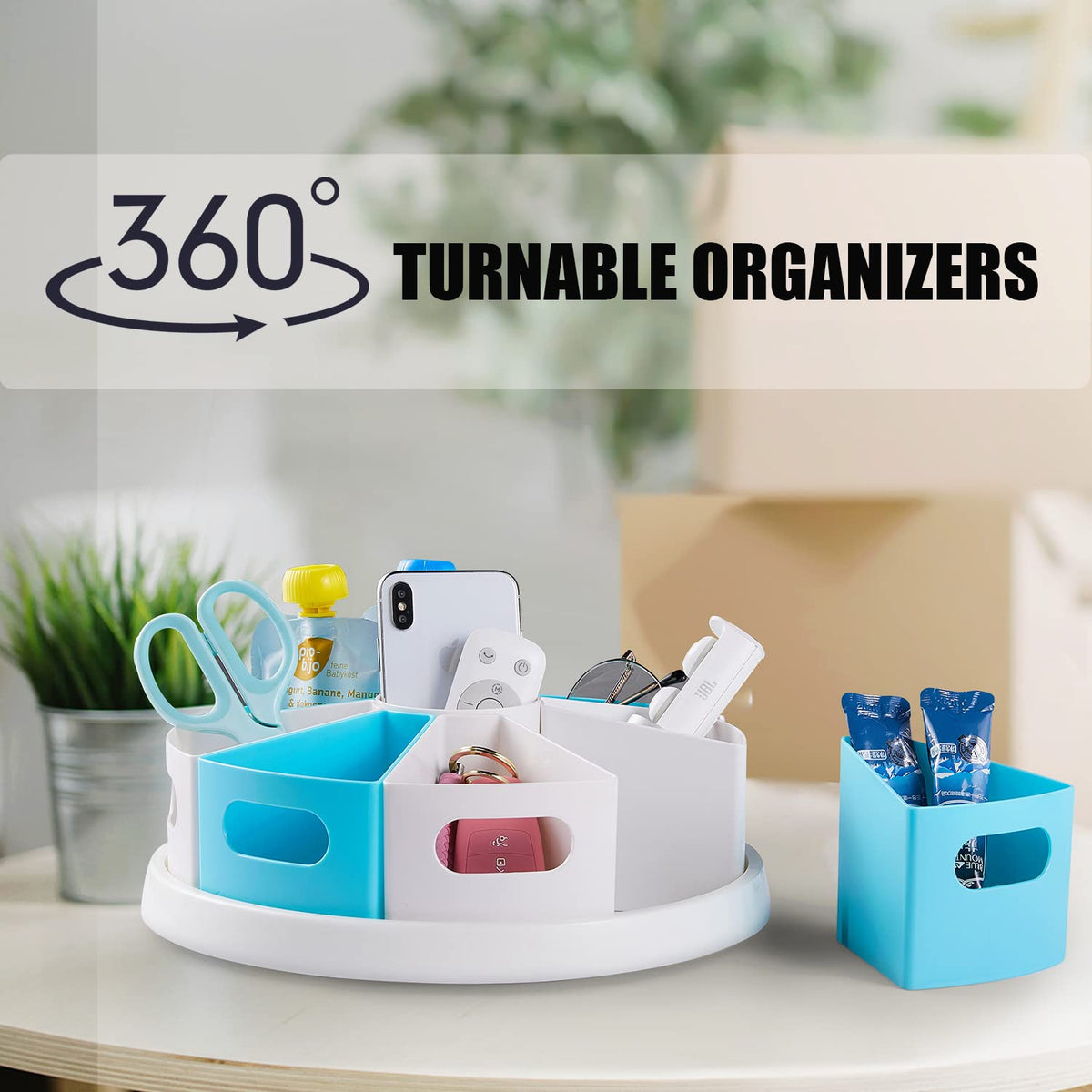 MeCids 360°Rotating Desk Organizers Homeschool Office Organization and Storage Art Supplies