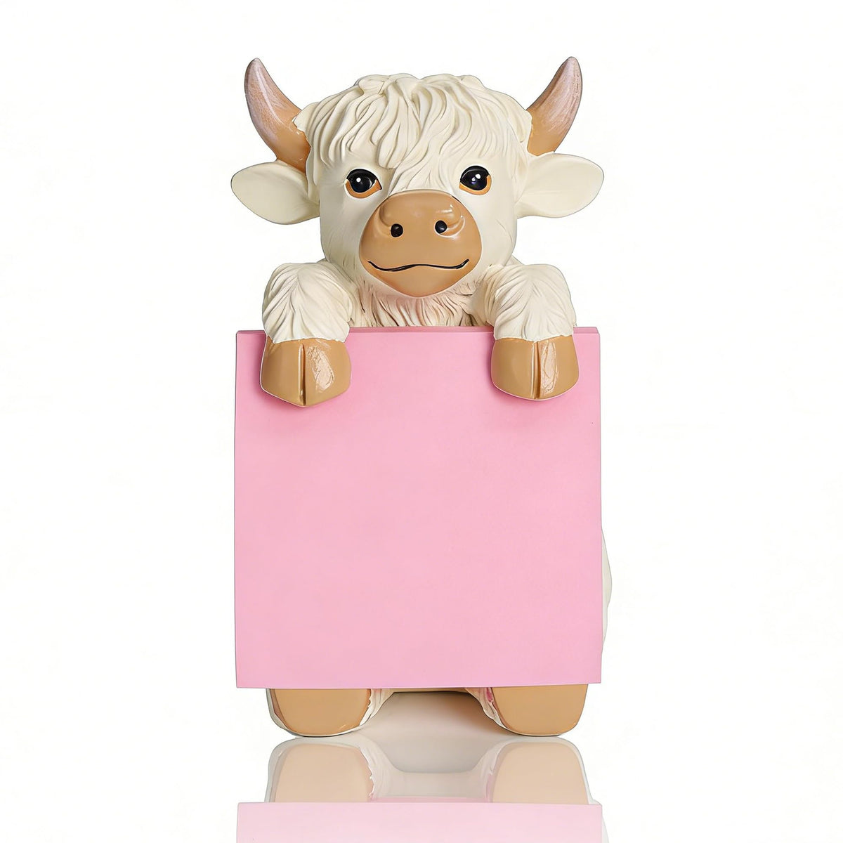 HORTIX Highland Cow Pop-Up Sticky Note Dispenser for 3 x 3 in Notes, Beige