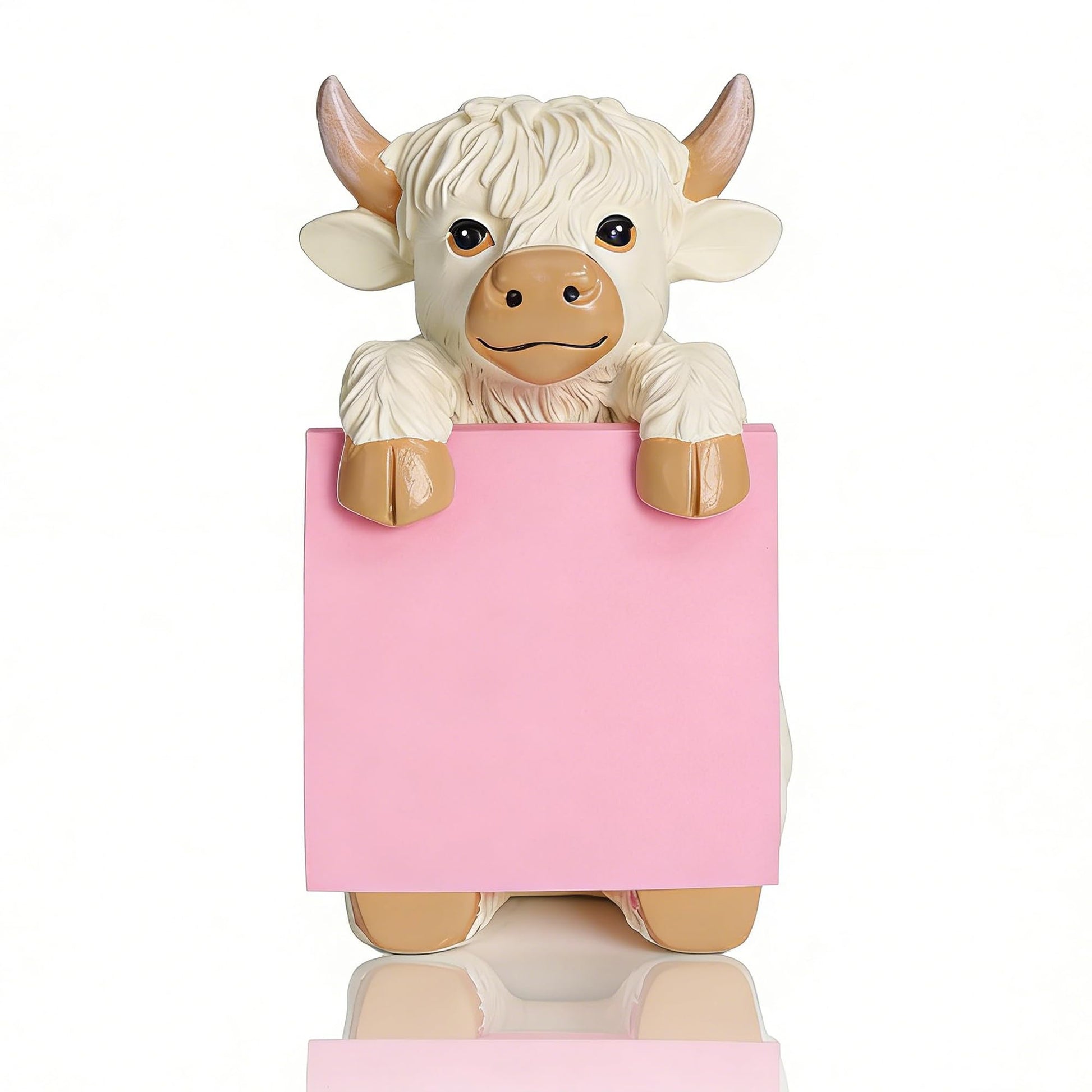 HORTIX Highland Cow Pop-Up Sticky Note Dispenser for 3 x 3 in Notes, Beige