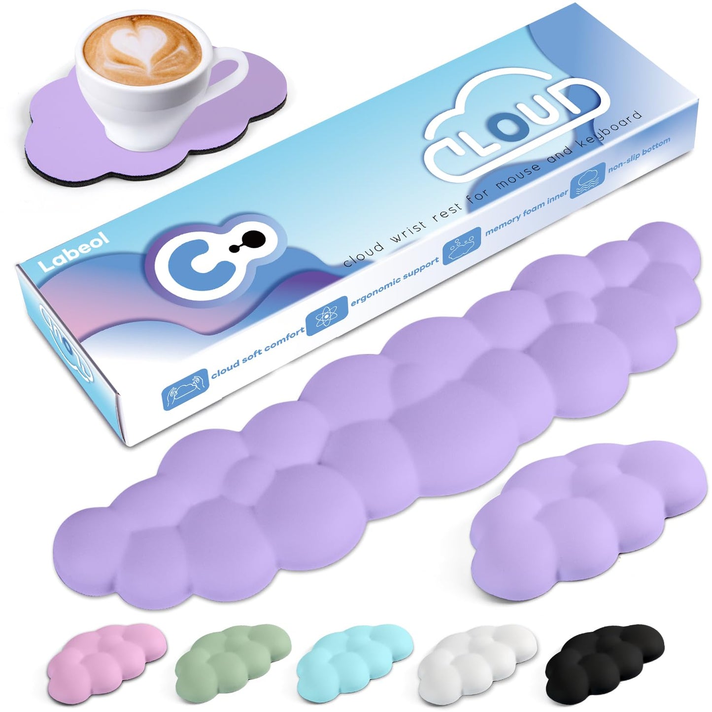 Cloud Wrist Rest for Computer Keyboard Arm Wrist Rest with Non-Slip Base Extended Wrist Rest