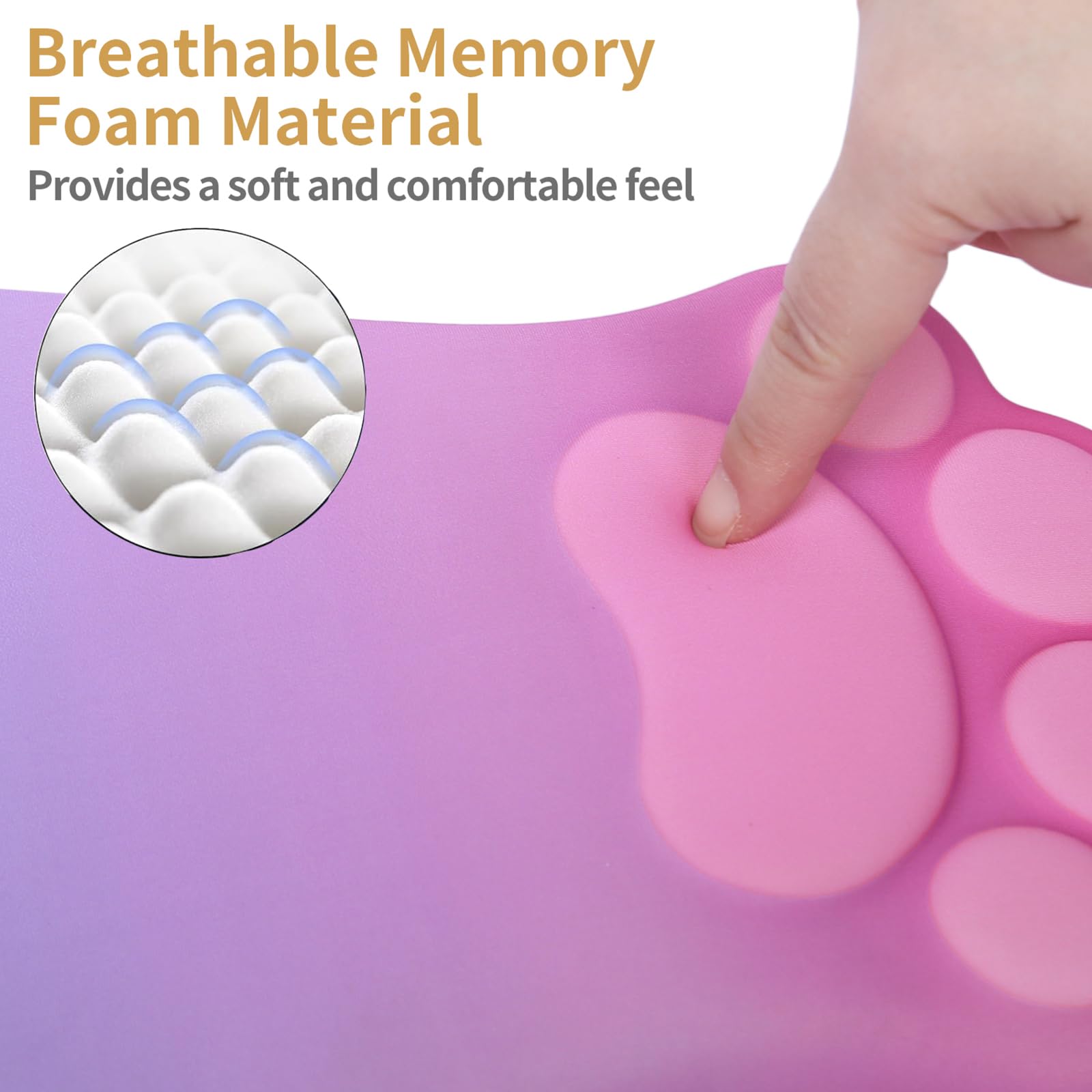 L-SPOUTTO Ergonomic Mouse Pad with Wrist Rest,Pink Mouse Pad Wrist Support