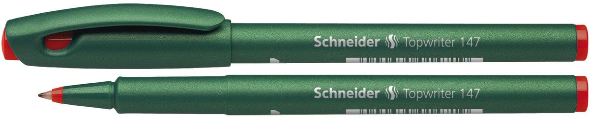Schneider Topwriter 147 Mint Green Barrel Fibre Pen - Red (Pack of 10)
