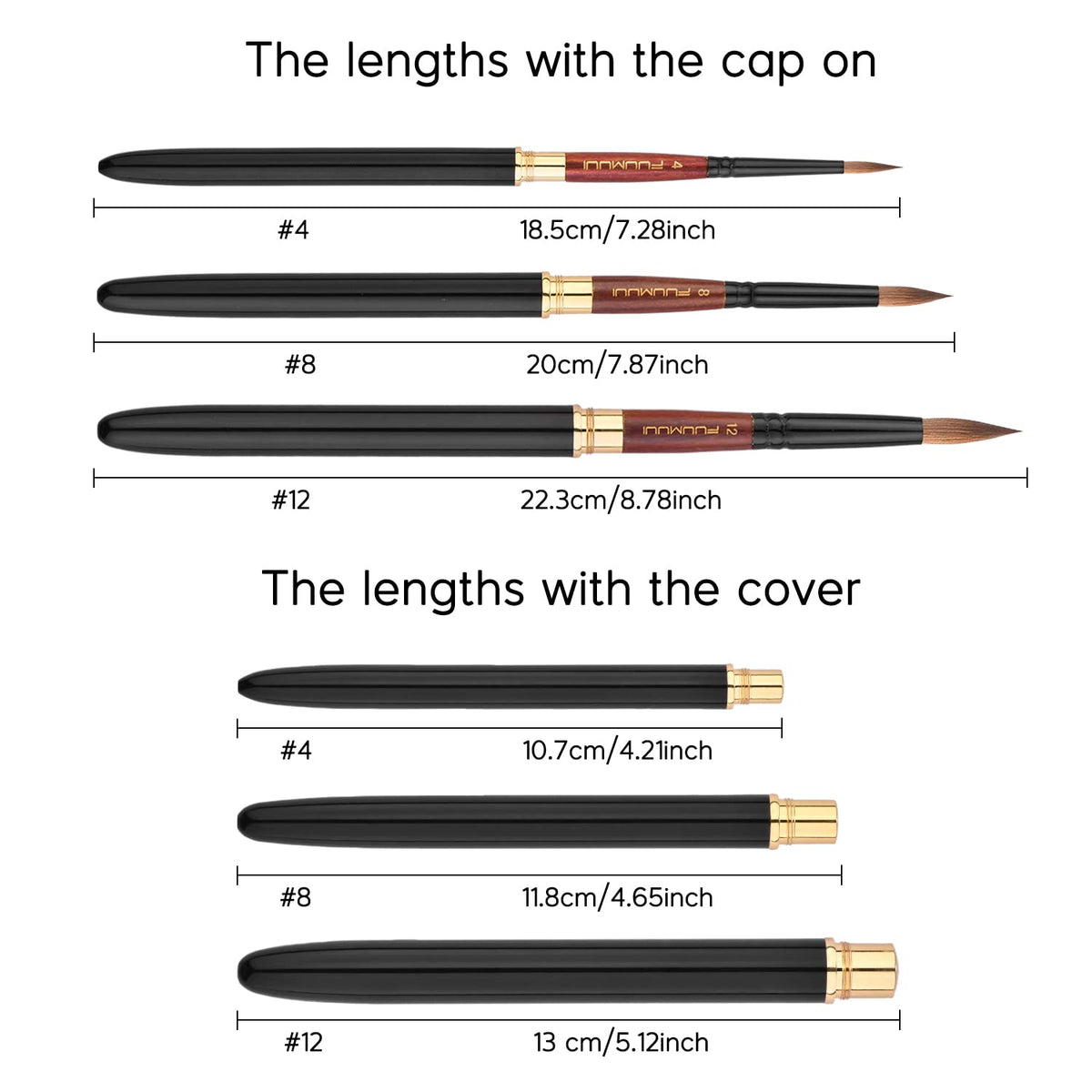 Travel Watercolor Brushes, Fuumuui 3Pcs Plein Air Elegant Sable Water Color Brushes with Pocket