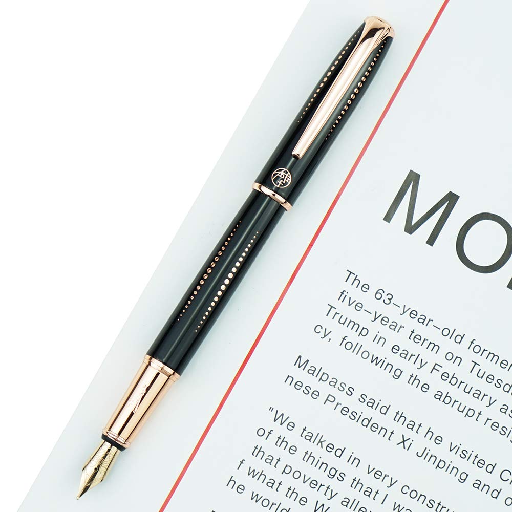 Picasso 916 Black Metal Fountain Pen with Box Iridium Medium Nib Starlit Night Beautiful Golden