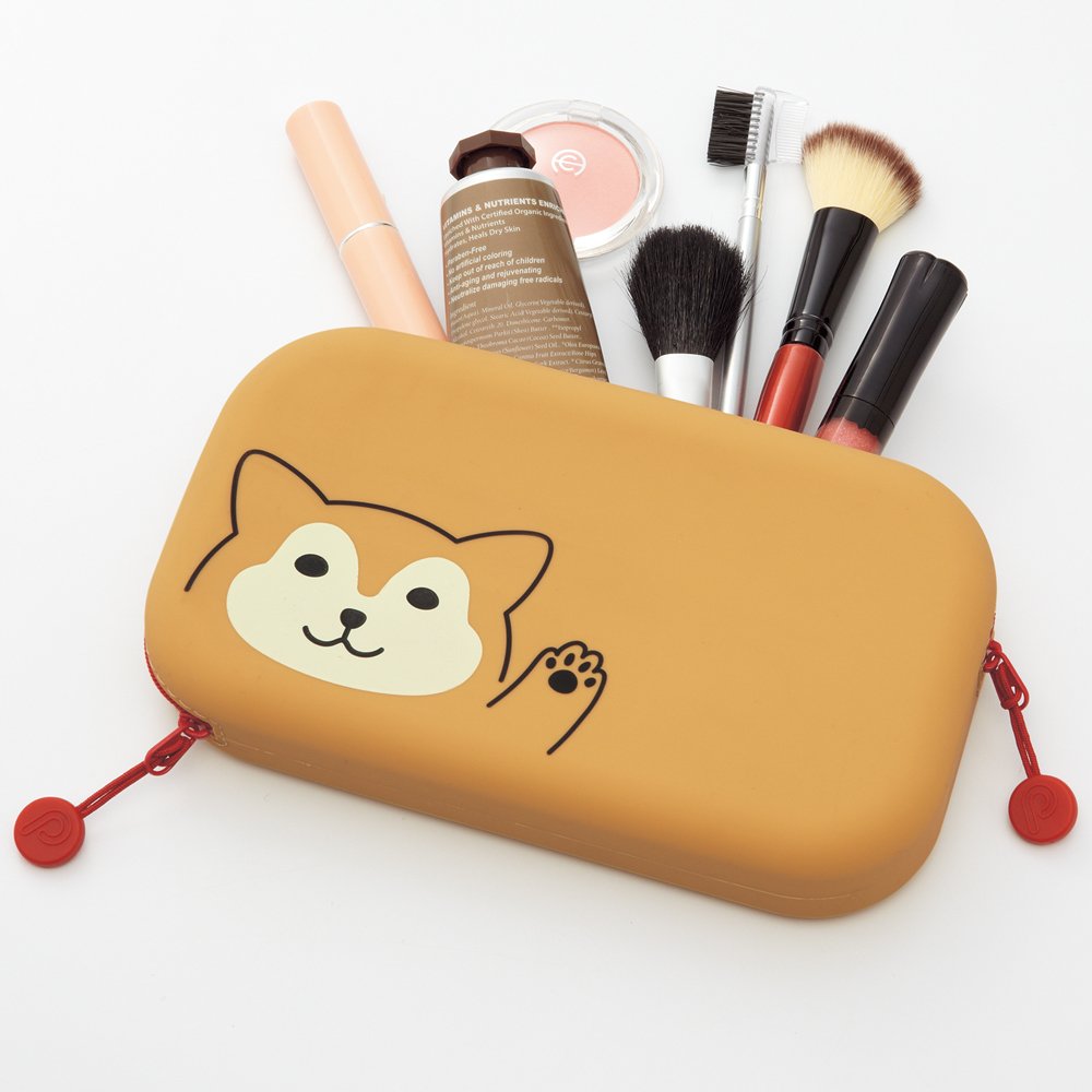 LIHITLAB PuniLabo Zipper Pouch, 7.5" × 1.5", Gray Cat (A7716-4)