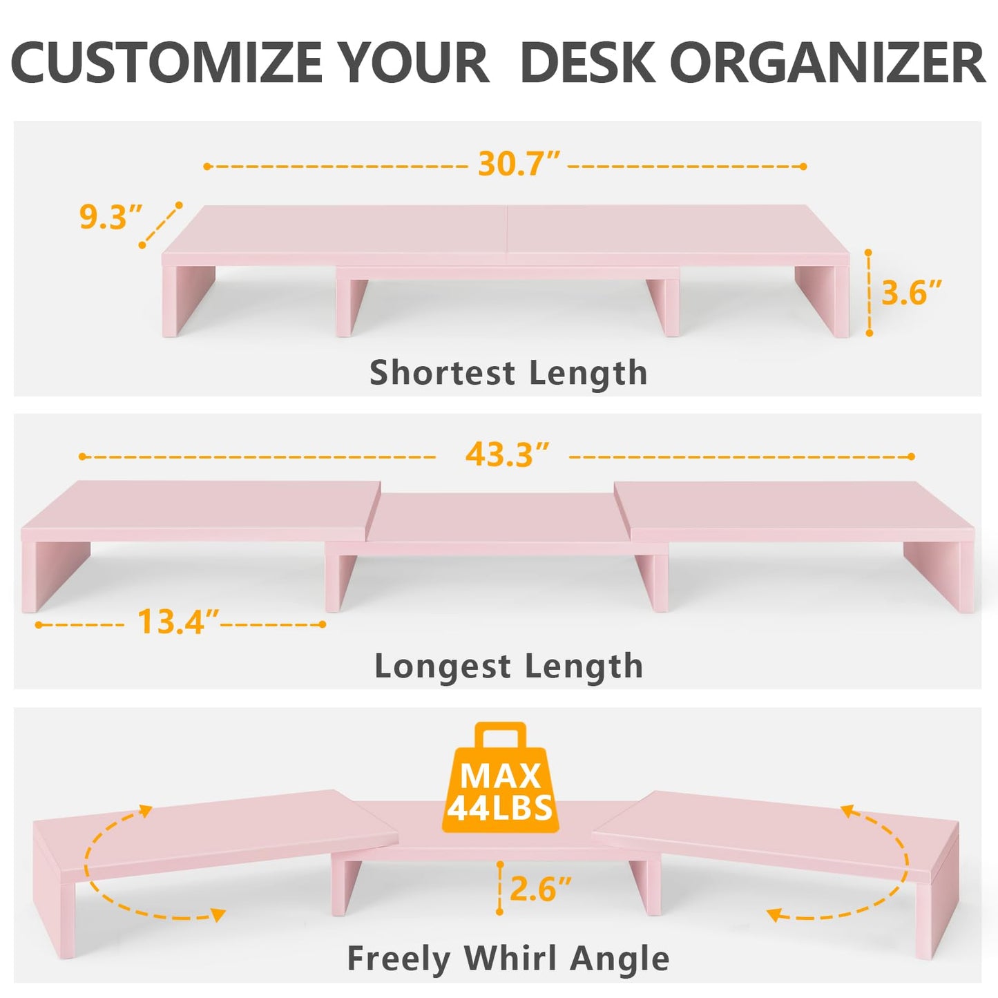 TAVR Dual Monitor Stand Riser, Wooden Computer Monitor Stand for 2 Monitors