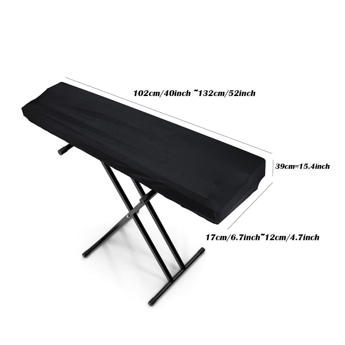 LIGICKY Stretchable 61 & 73 & 76 Keys Digital Piano Keyboard Dust Cover, Black