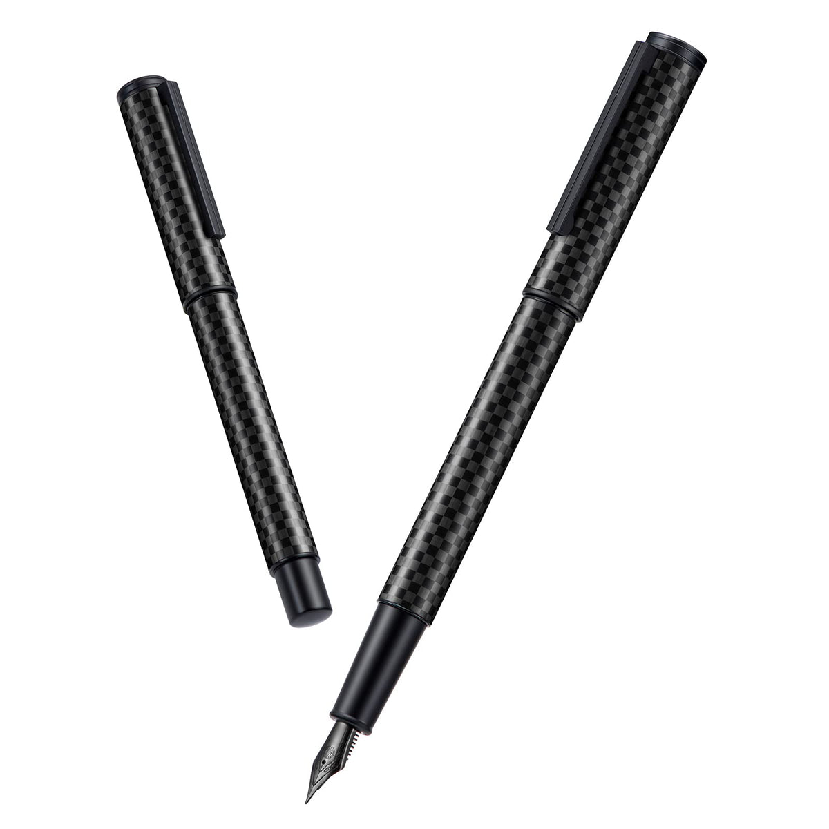 HONG DIAN Black Forest Pro Carbon Fiber Fountain Pen, Medium Nib Modern Design Smooth Writing Pen