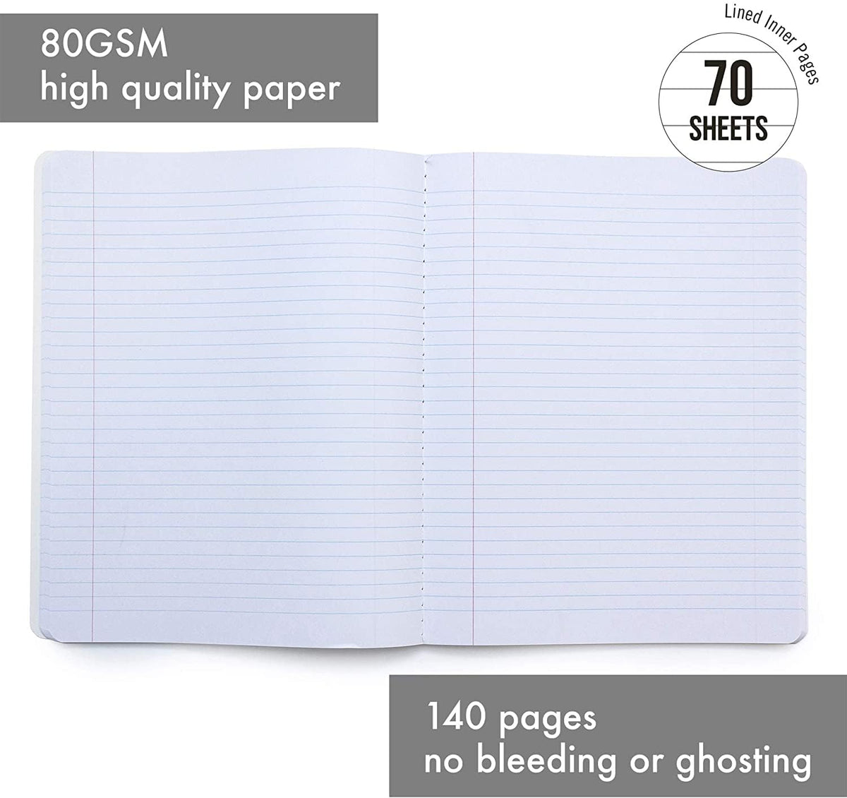 Pukka Pad, Composition Notebooks - 3 Pack of Journals Featuring 140 Pages of College Ruled 80GSM