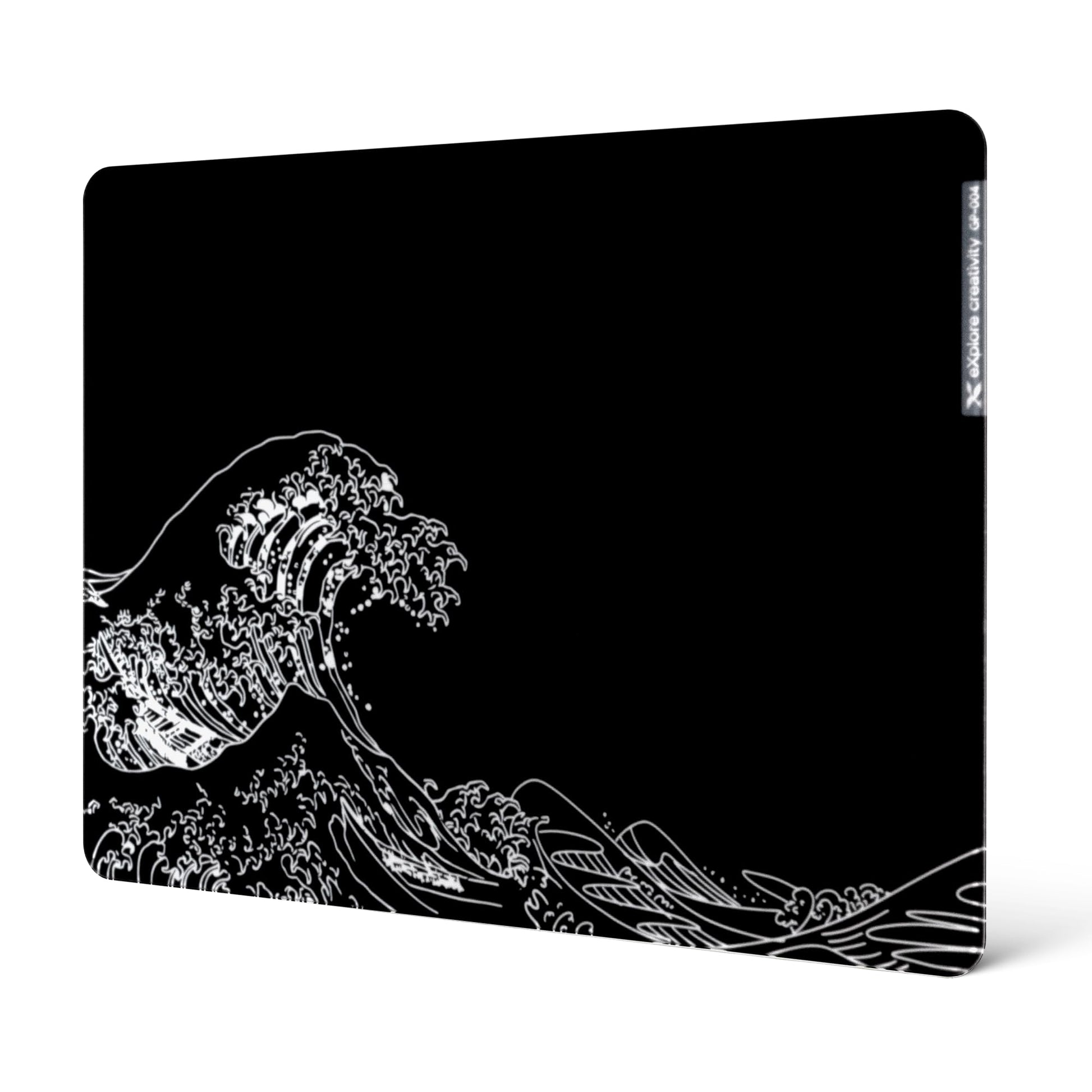 XVX Black Kanagawa Glass Mousepad 4.0, Hard Mouse Pad for Gaming, Ultra-Smooth Micro-Etched Surface