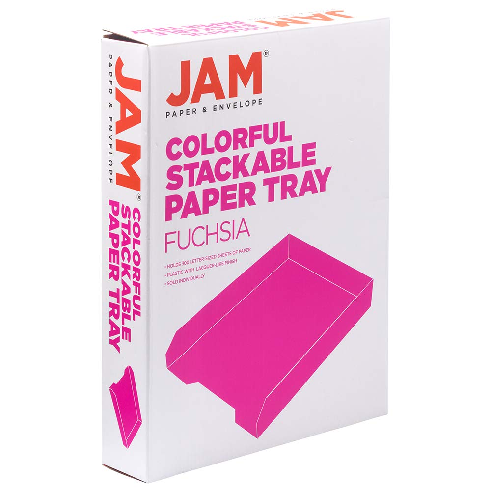 JAM PAPER Stackable Paper Trays - Pink - Desktop Document, Letter, & File Organizer Tray - Sold