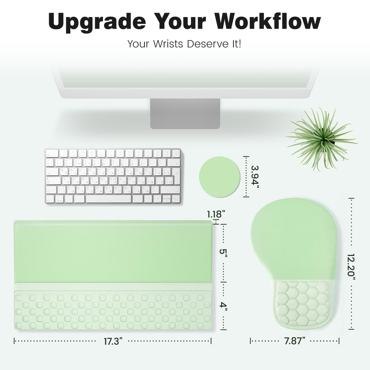 Ospelelf Ergonomic Mouse Pad and Keyboard Stand Wrist Rest Set, Memory Foam Comfort, Pain Relief