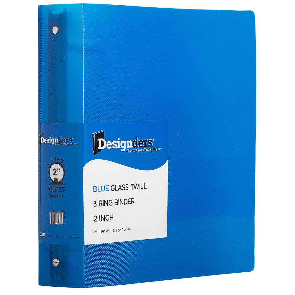JAM PAPER Plastic 2 inch Binder - Blue 3 Ring Binder - Sold Individually