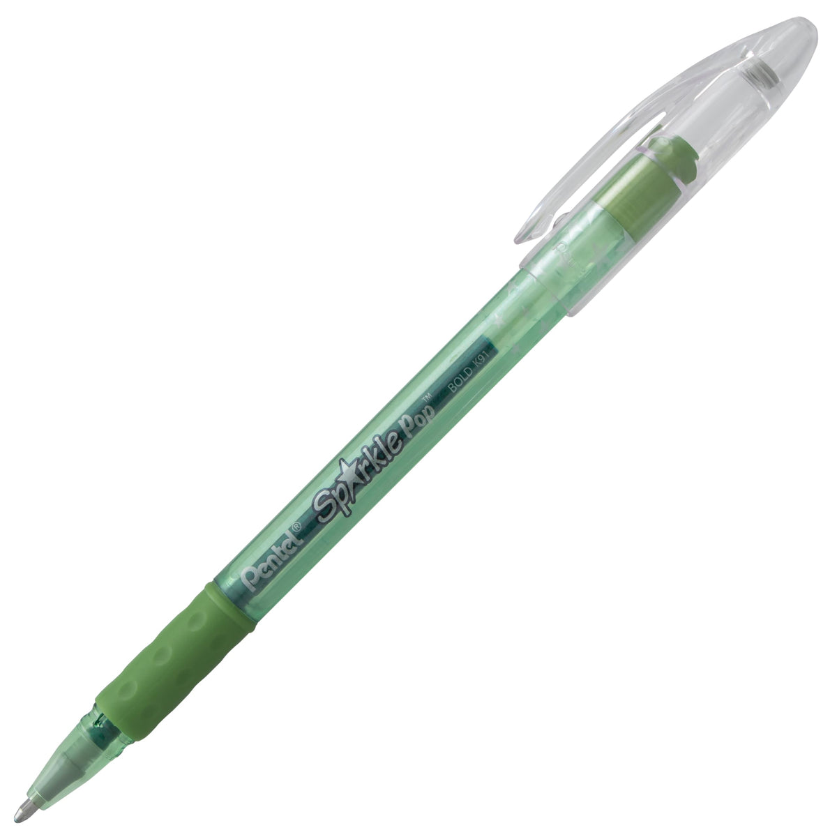 Pentel Sparkle Pop Metallic Gel Pen, (1.0mm) Bold Line, Green/Blue Ink, Box of 12 Pens (K91-DD)