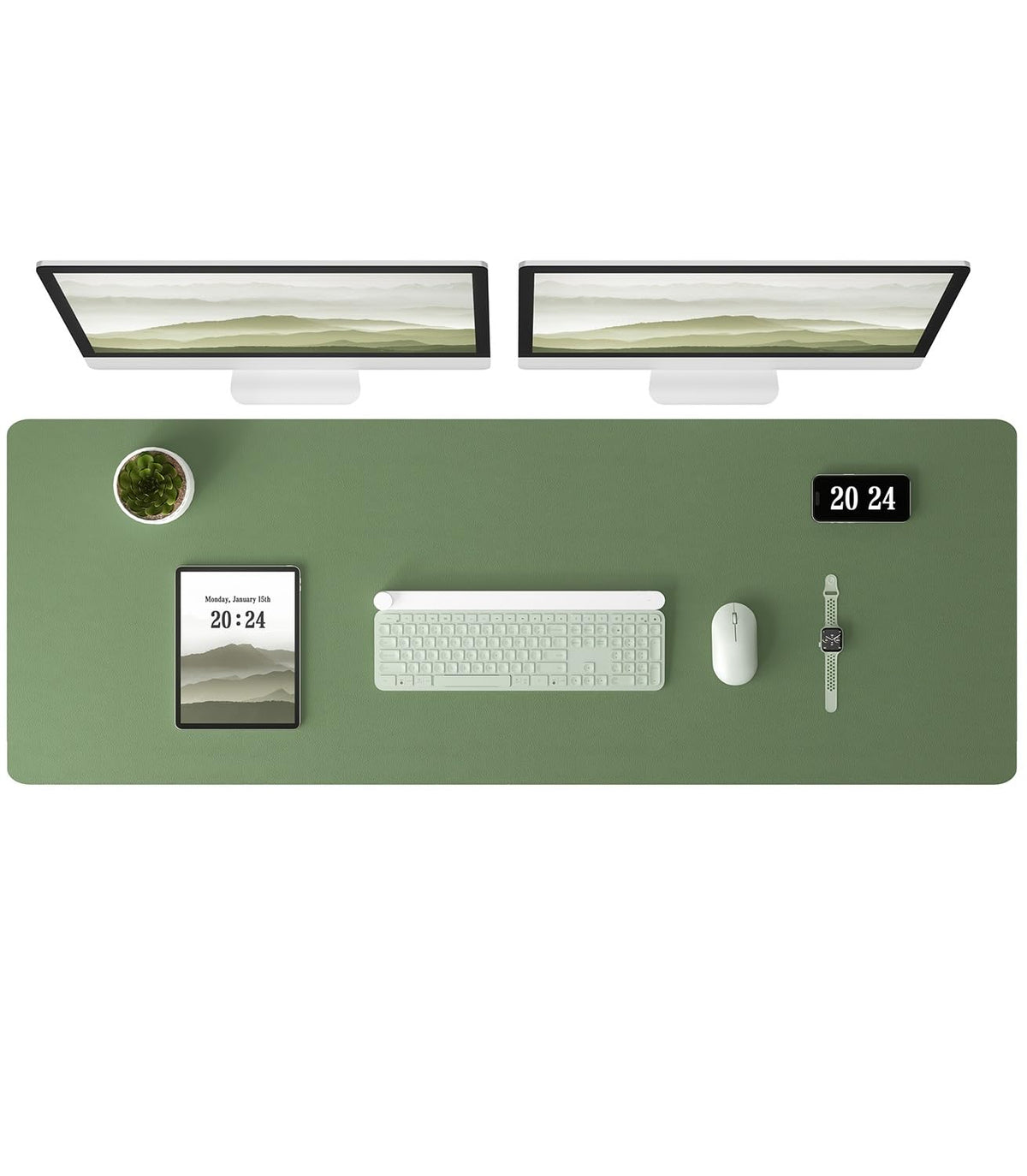 Aothia Leather Desk Pad Protector - Large Mouse Pad, Office Desk Mat, Non-Slip PU Leather Desk