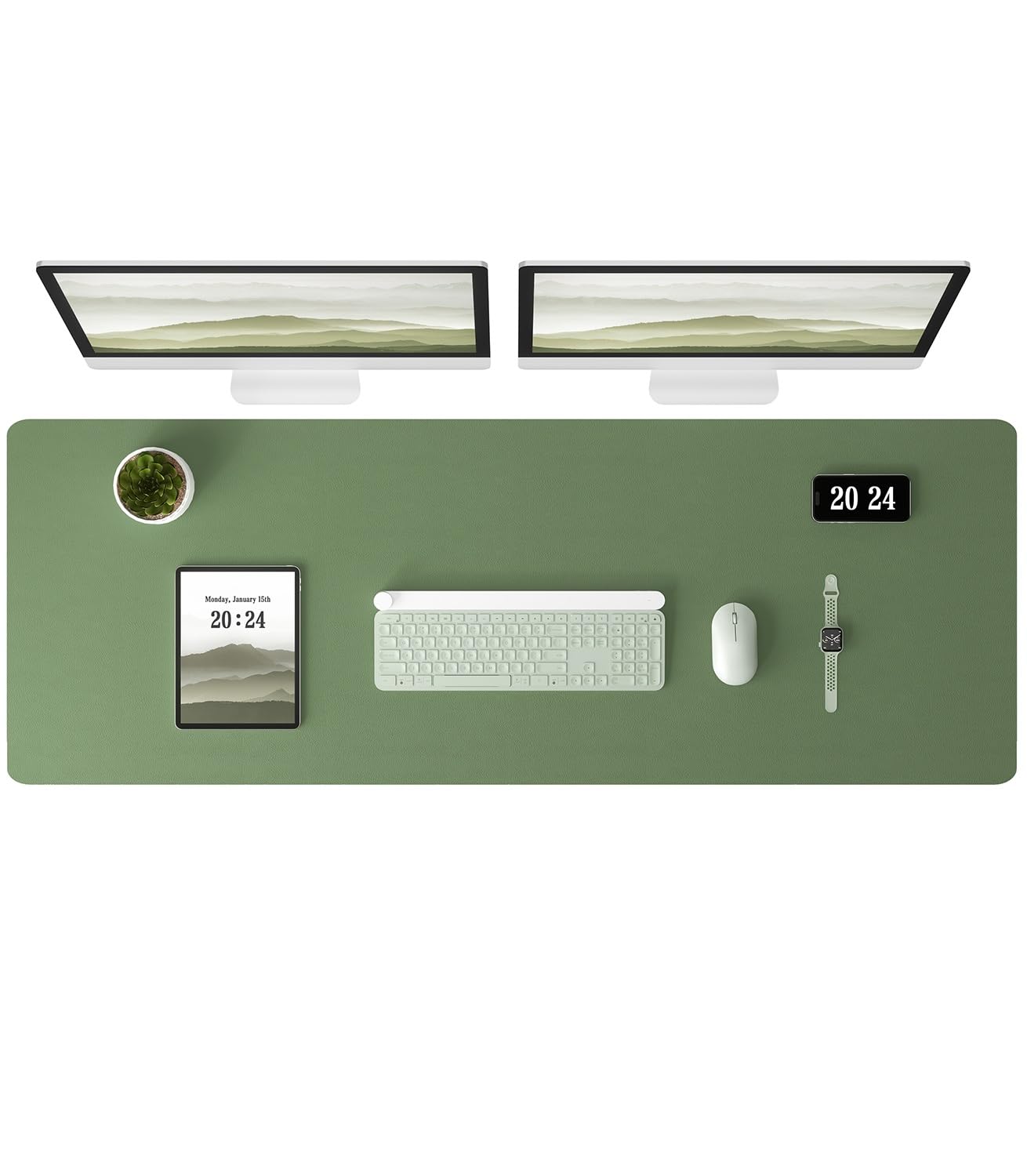 Aothia Leather Desk Pad Protector - Large Mouse Pad, Office Desk Mat, Non-Slip PU Leather Desk