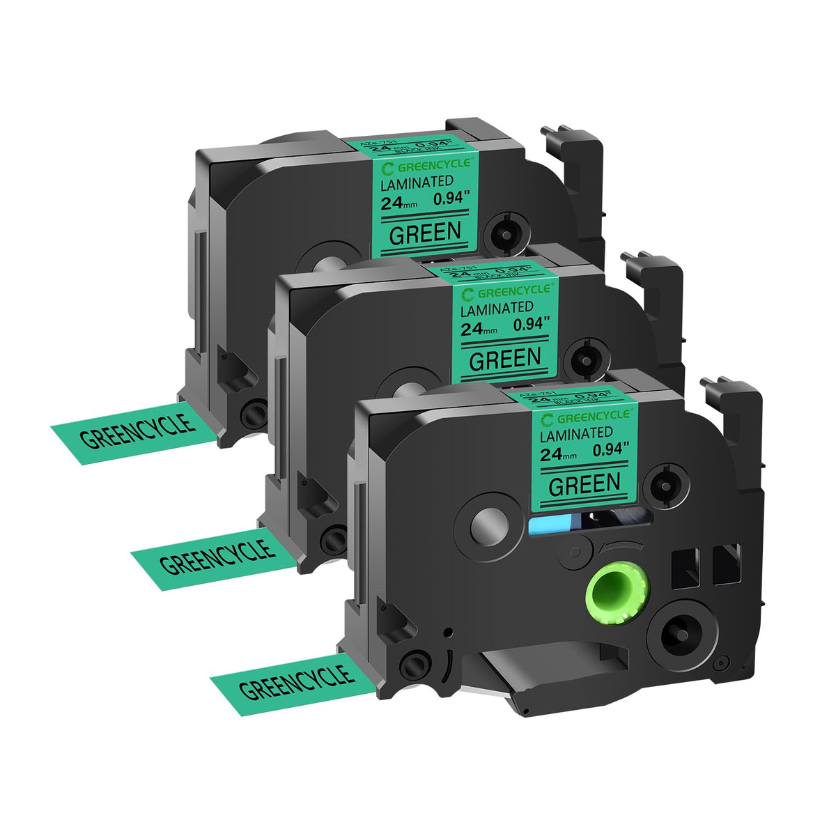 GREENCYCLE TZe-751 24mm Green Label Tape Compatible for Brother P-Touch TZ-751 TZe751 TZe TZ Tape