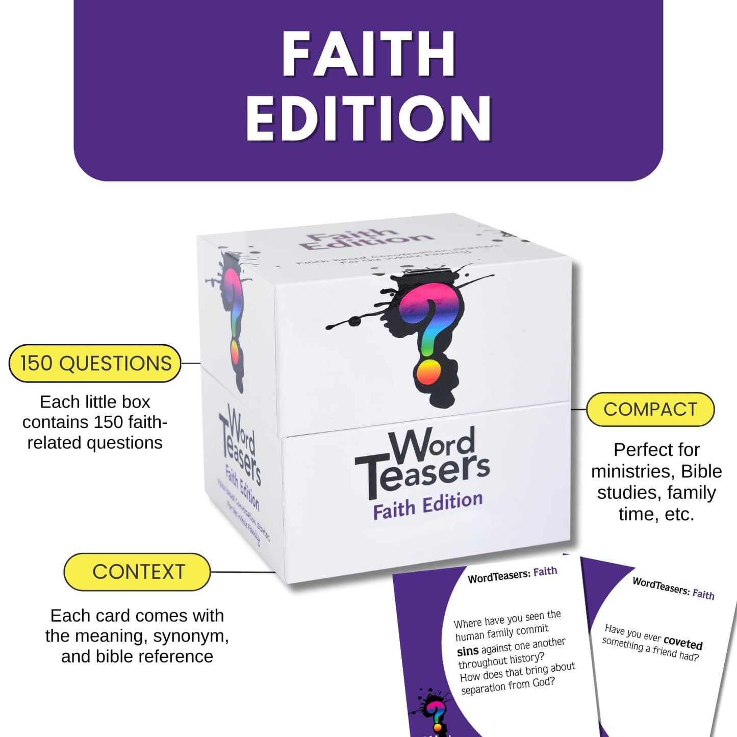 ? WORD TEASERS Faith Based Conversation Starters - Thought Provoking Bible Trivia Game for Families