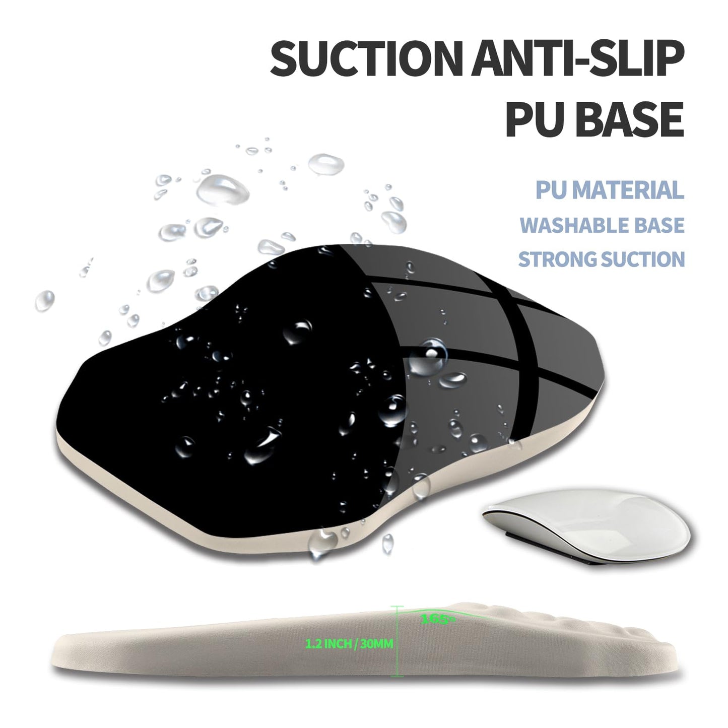 Gleamtide Ergonomic Raised Mouse Pad Wrist Support with Bilateral Slope Memory Foam Mousepad for