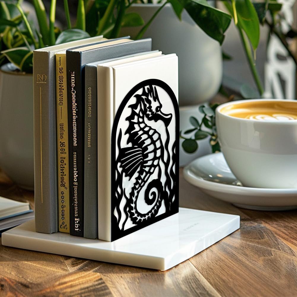 Peacoblue 5.3"x4.3"x7.9" Metal Bookends, Heavy Duty Book Ends for Shelves