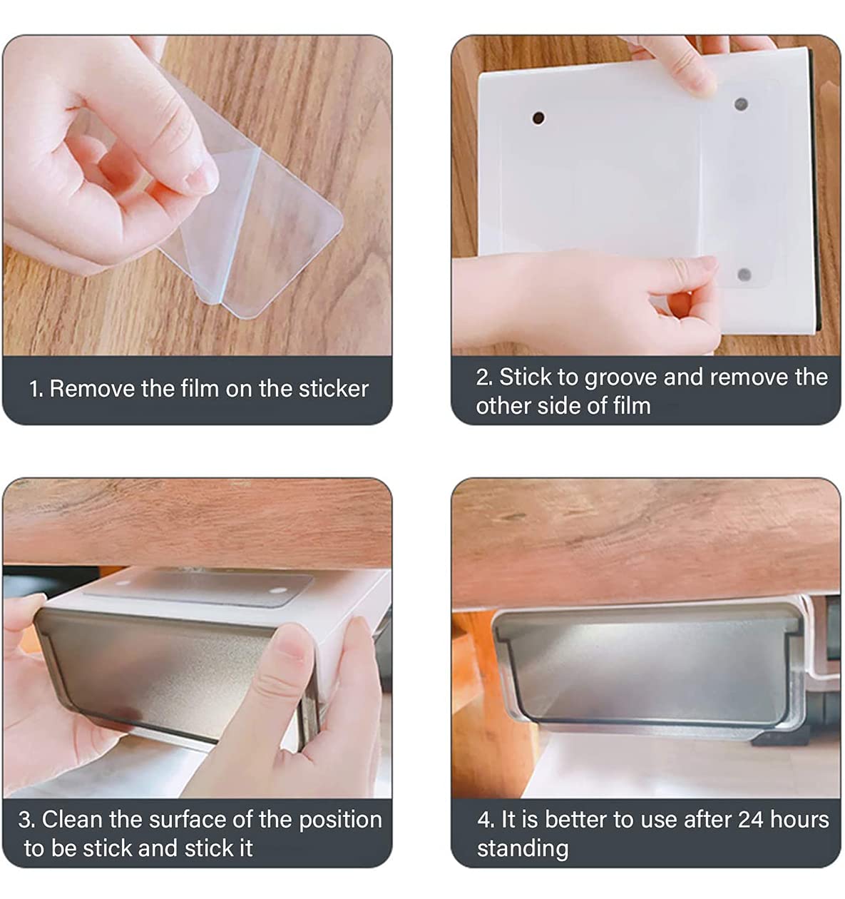 Davidsons Collection Self-adhesive Under Desk Drawer, 2 Packs Table Hidden Organizer Slide Out