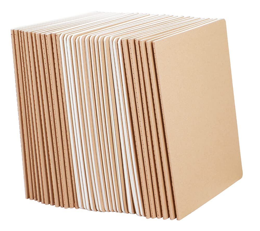 Wotion Kraft Blank Notebook 32 Pack, A5 Journal, 8.3" x 5.5", 60 Pages Thick No Bleed Paper, Soft
