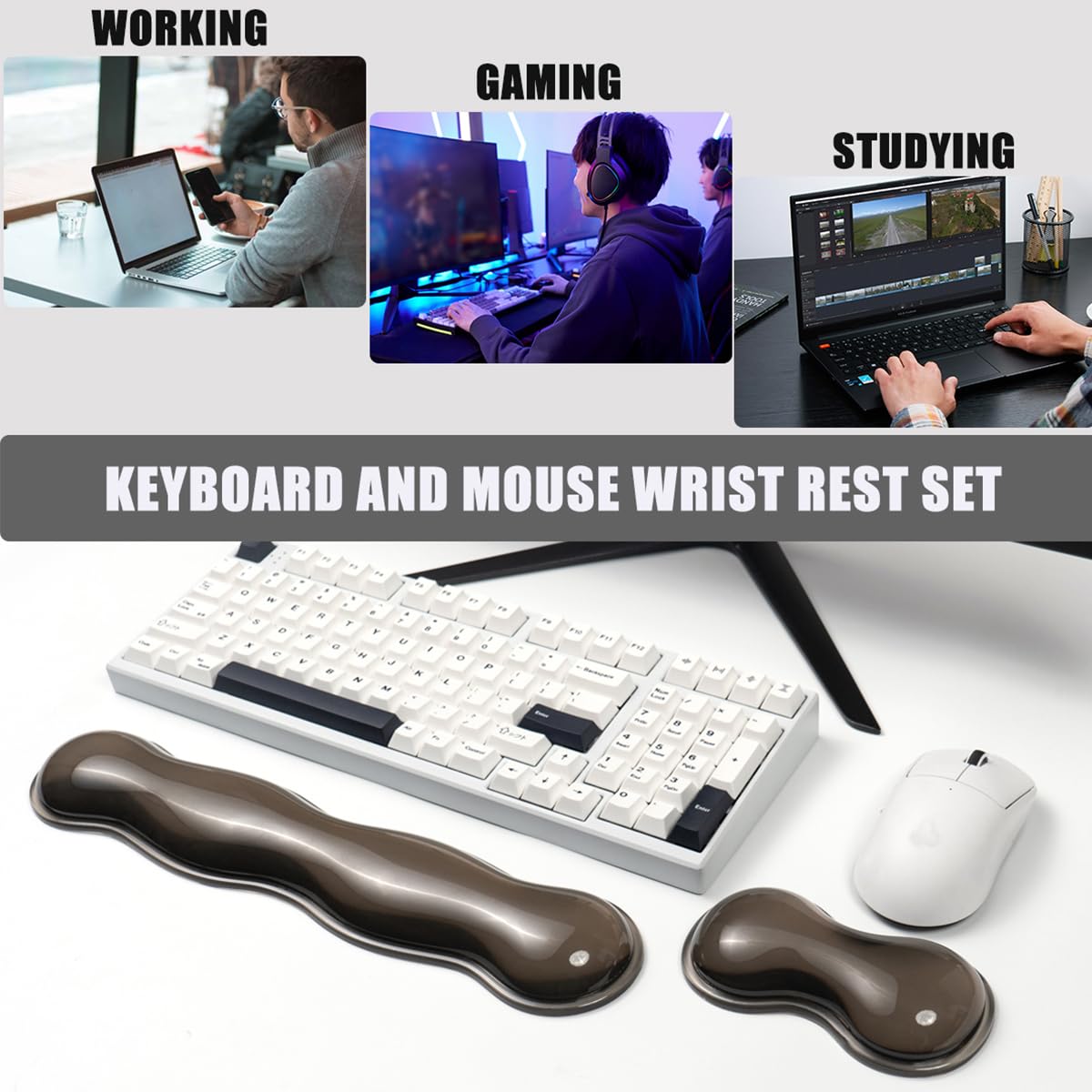 Gel Keyboard Wrist Rest, Grey Wrist Pad for Computer Keyboard