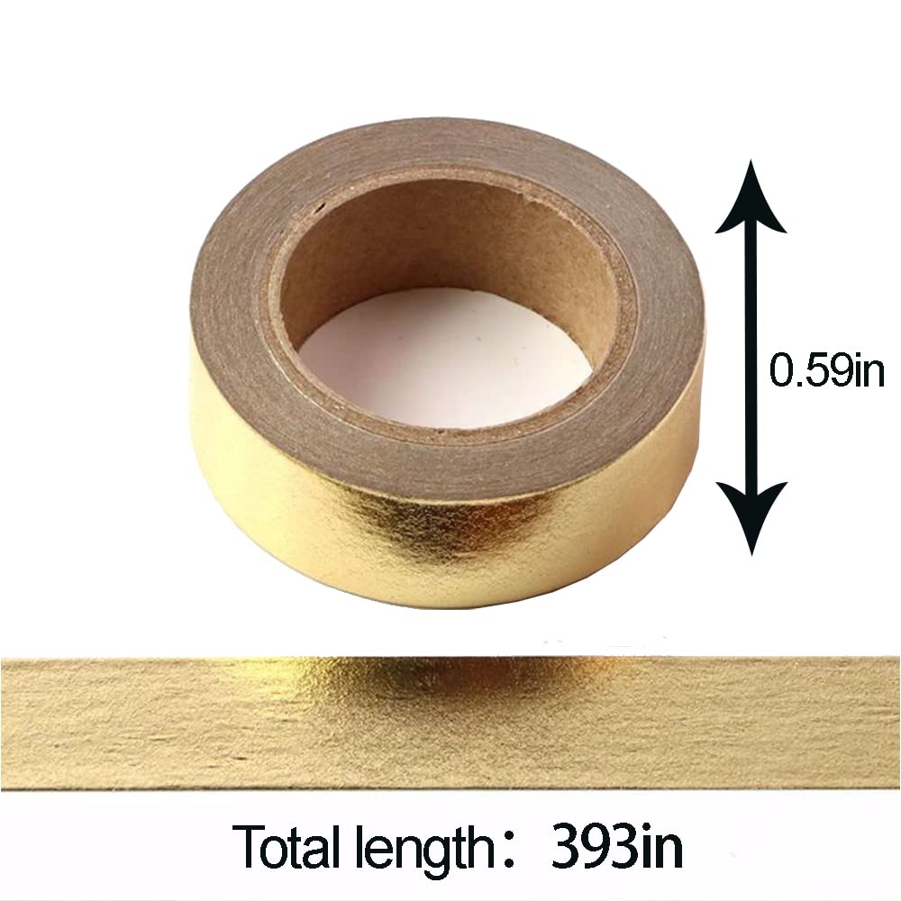 CIAJIE Foil Washi Tape,2 Rolls 5/8" x 393 inches(15mm*10M) Washi Tape, Masking Tape Craft Supplies