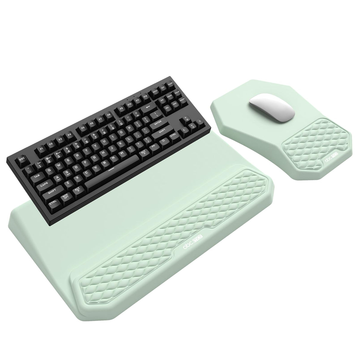 3-in-1 Ergonomic Keyboard Stand with Wrist Rest & Mouse Pad Set,Light Green