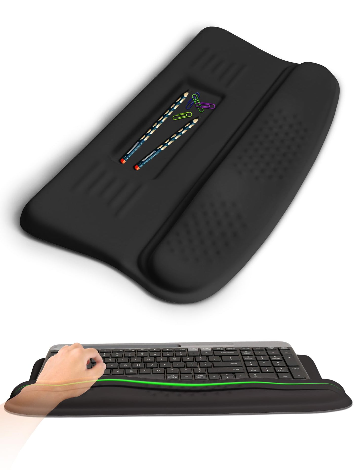 KUOSGM Ergonomic Wave Wrist Rest with Keyboard Stand, Cushioned Palm Rest, Comfortable Integrated