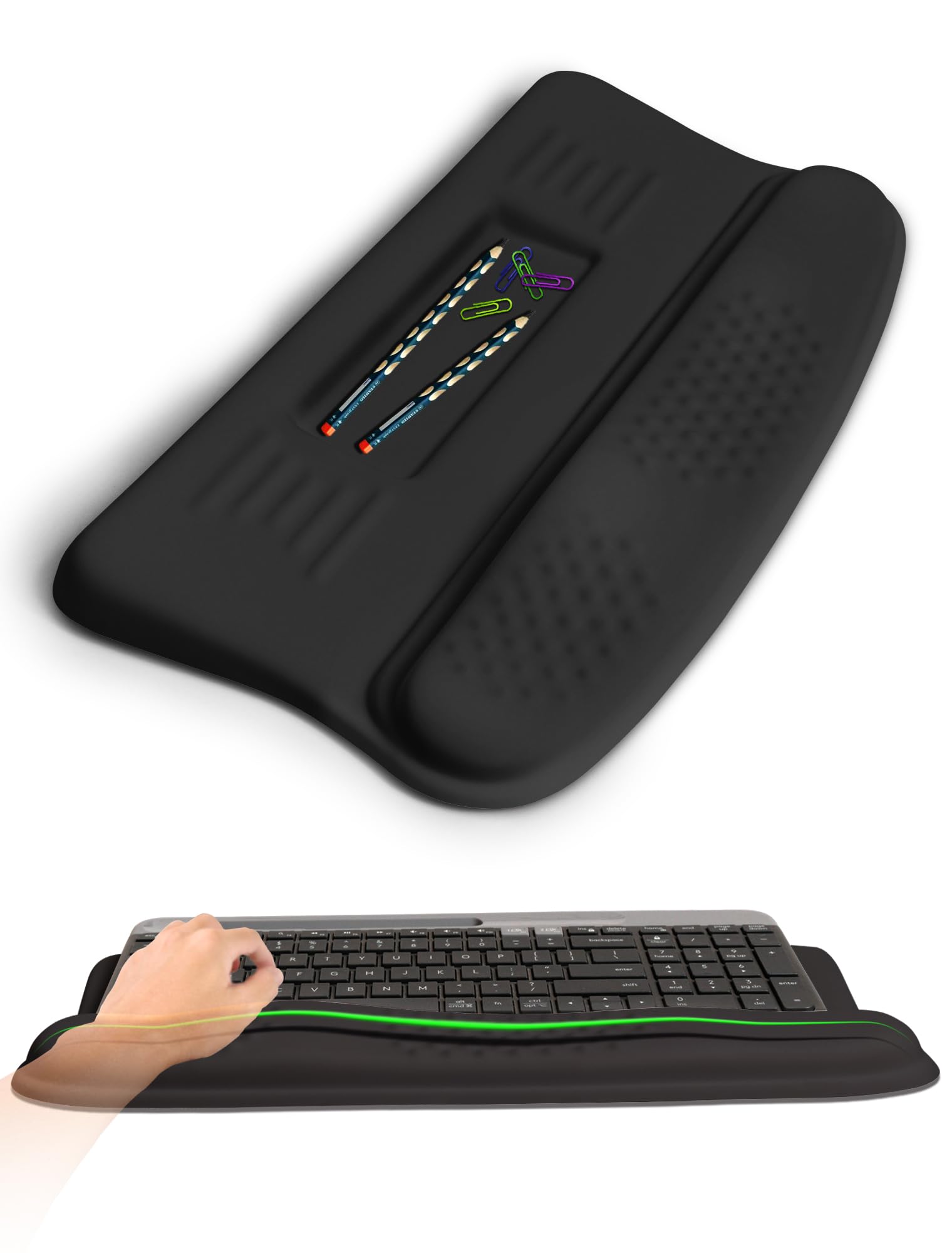 KUOSGM Ergonomic Wave Wrist Rest with Keyboard Stand, Cushioned Palm Rest, Comfortable Integrated
