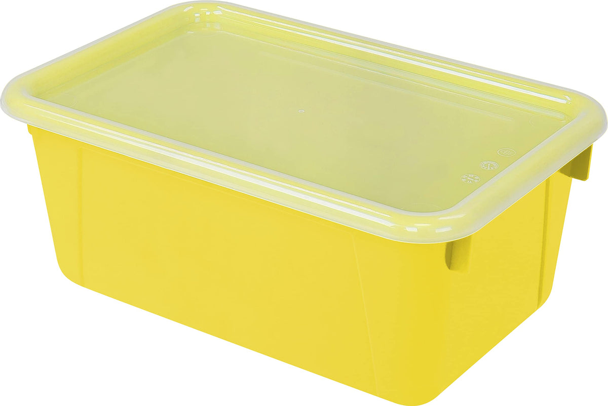 Storex Small Cubby Bins – Plastic Storage Containers for Classroom with Non-Snap Lid, 12.2 x 7.8 x