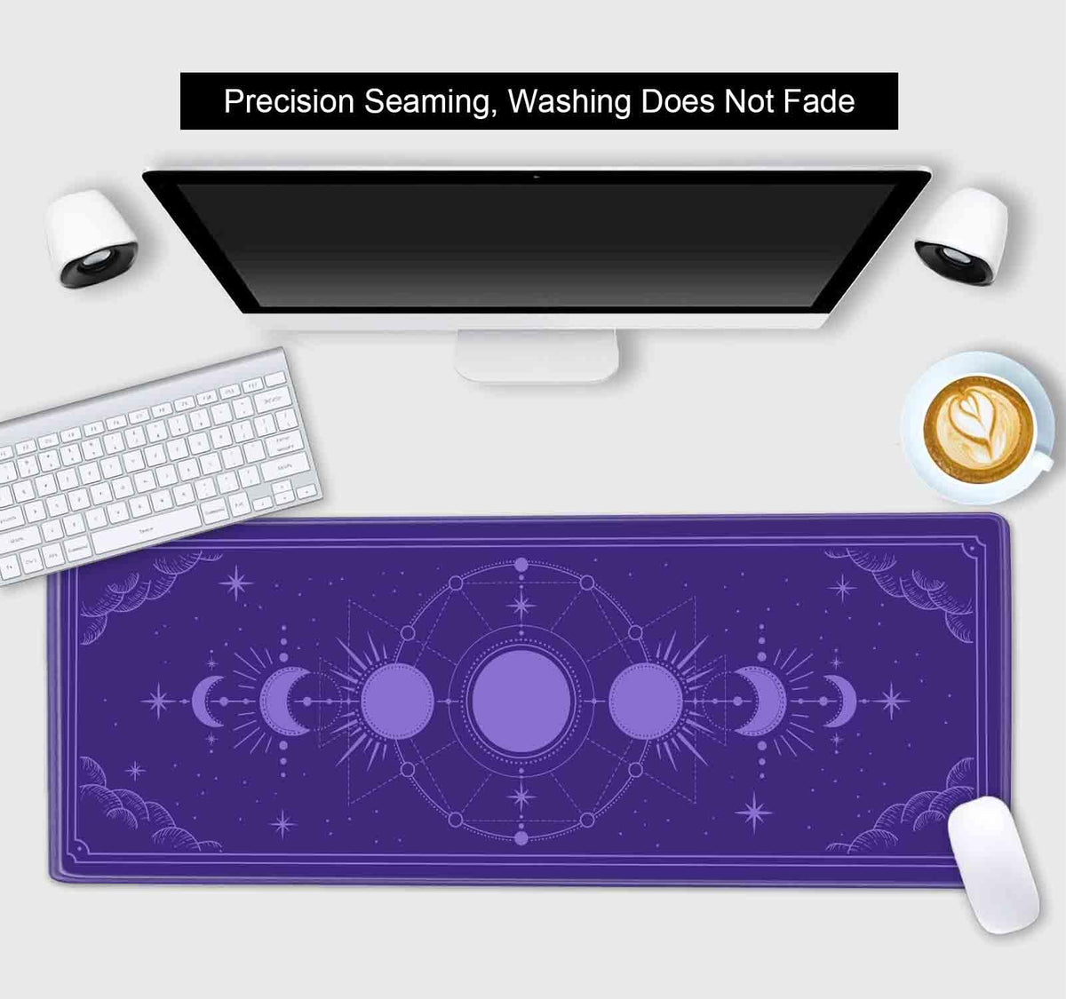 SXCKANG Kawaii Purple Large Gaming Mouse Pad, Moon Phase Magic Celestial Desk Mat Cute, Non-Slip
