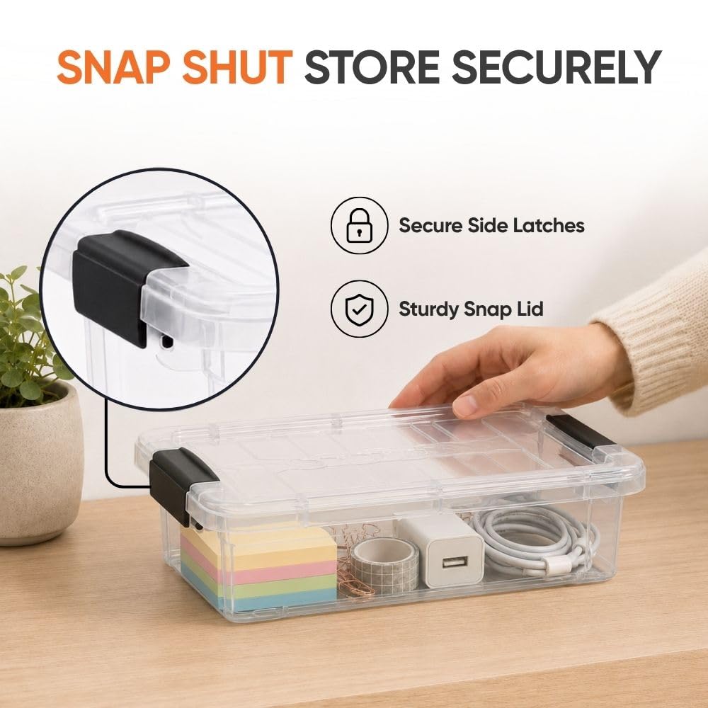 Superio 0.7 Quart Mini Clear Plastic Storage Container with Lid, Stackable Small Organizer Box for