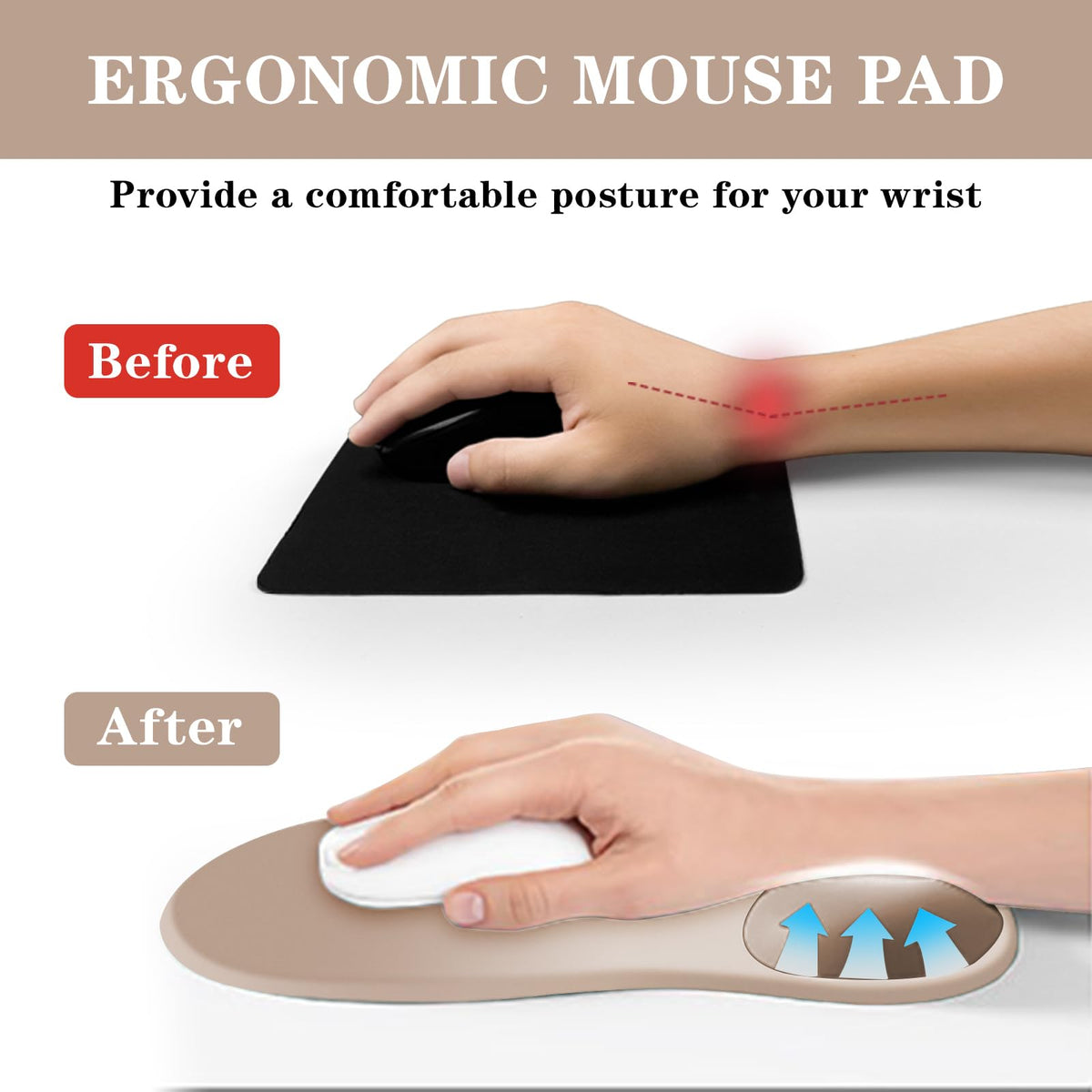Mouse Pad with Wrist Rest,Ergonomic Mouse Pad with Comfortable Gel Wrist Rest Support and Non-Slip