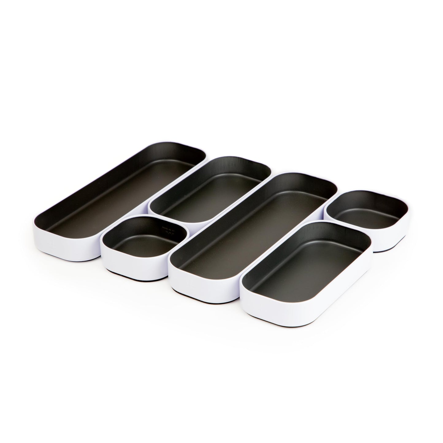 Three by Three Seattle Metal Stacking Bins Drawer Organizer, 6-Pc (Gray)