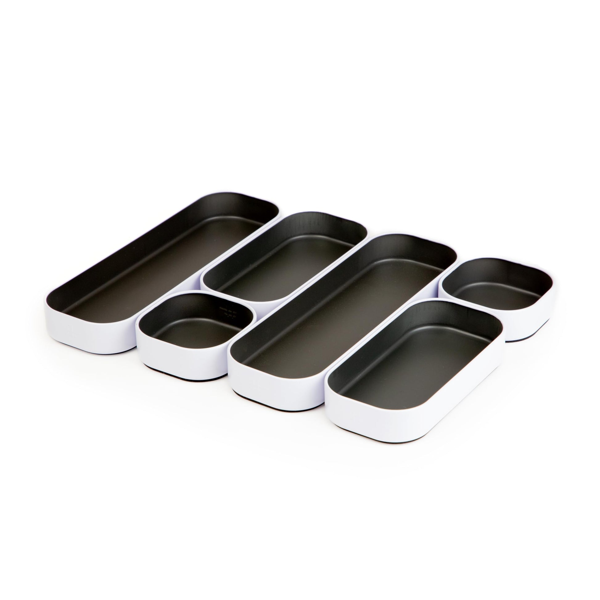 Three by Three Seattle Metal Stacking Bins Drawer Organizer, 6-Pc (Gray)